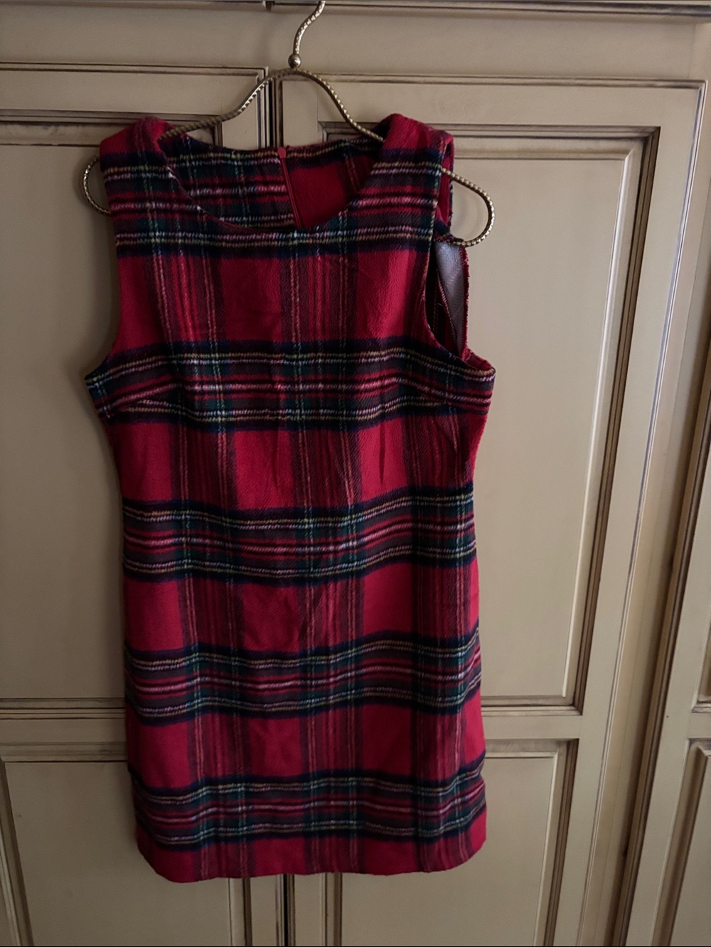 Sleeveless Red Plaid Shift Dress
